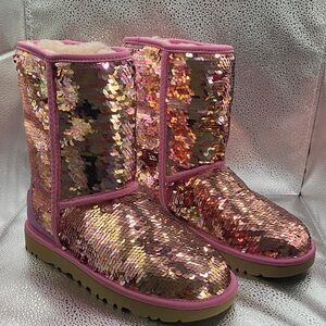 UGG Pink Sequin Ankle Boots